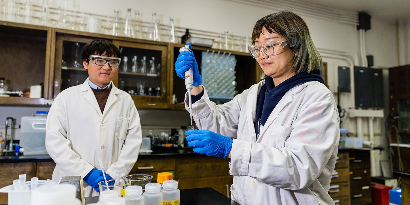 Two students in a lab