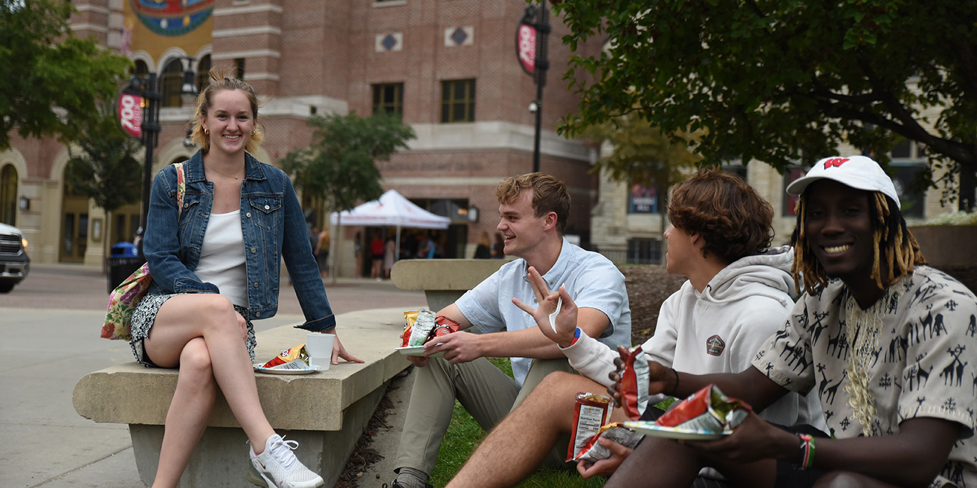 Students outside of St. Paul's Catholic Church