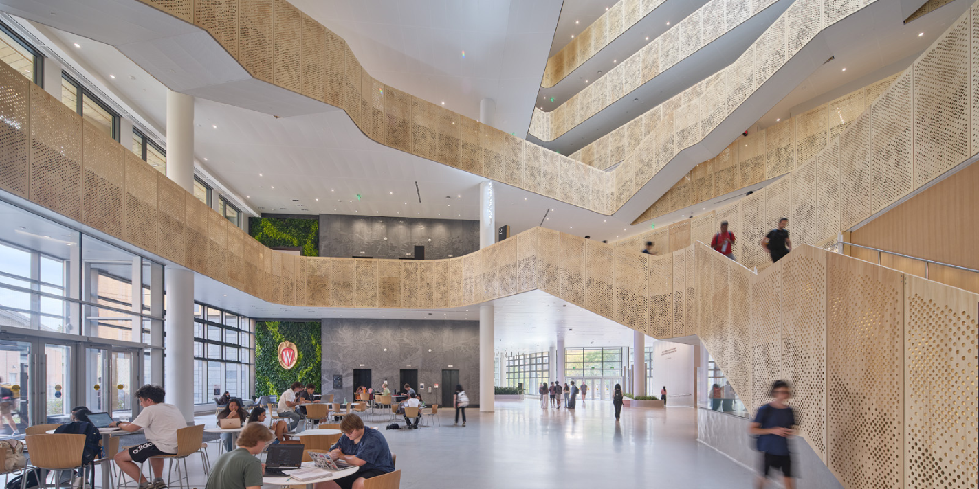 Inside the common space of Morgridge Hall