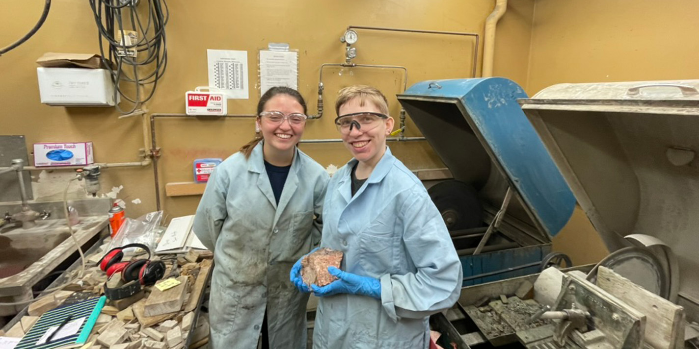 Students shown working in a lab