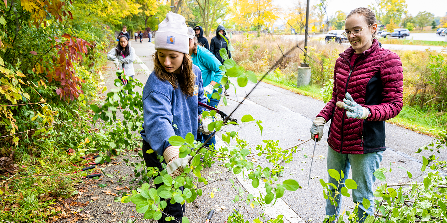 Students take samples of nature for their experiment